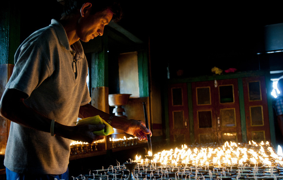 Swayambhunath temple candles, Nepal