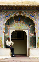 Iswari Minar Swarga Sal and a local guide, Jaipur, India