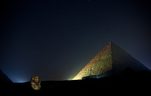 Light Show at The Pyramids of Giza, Cairo, Egypt