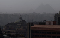 The Pyramids of Giza over Cairo, Egypt