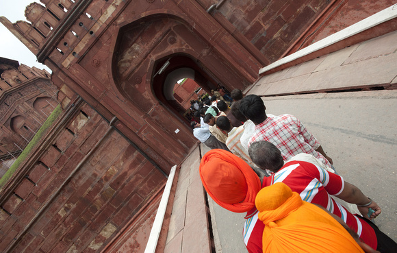 Queuing for entry into The Red Fort (Lal Qila), Delhi, India
